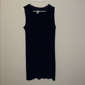 Chico's Black Sleeveless Midi Dress with Notch Neckline